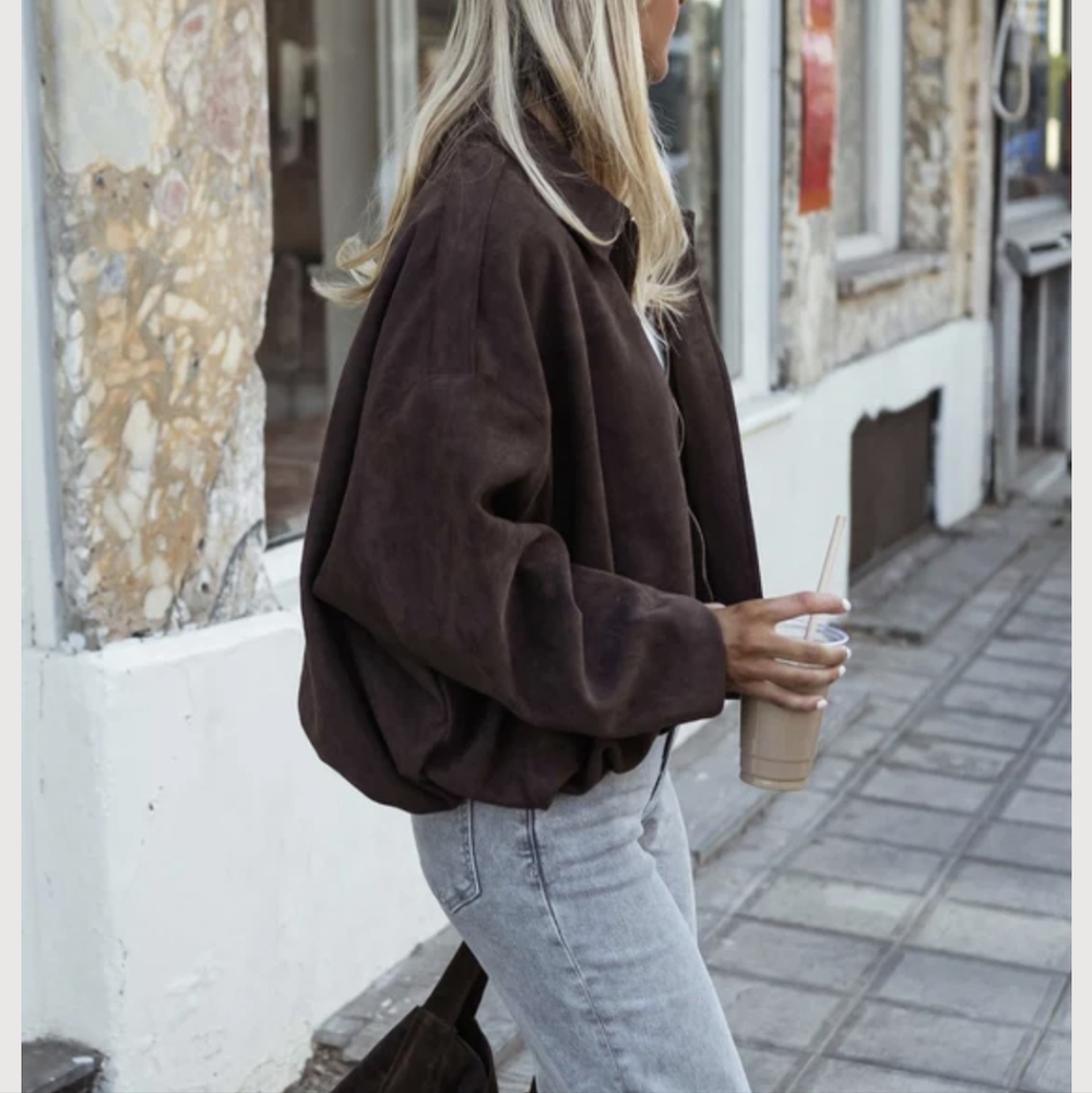 Easy Clothes Suede Chocolate Vegan Suede Lined Jacket Nwt S-M/M-L